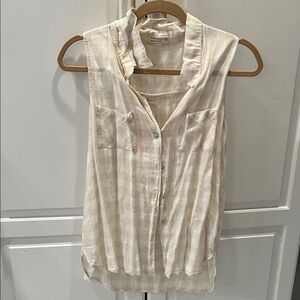 Sleeveless Cream Checkered Women's Top